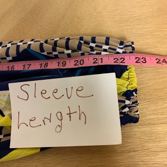 Mini bohemian dress SZ 2X bishop sleeves dropped waist abstract leaf print - Picture 12 of 14